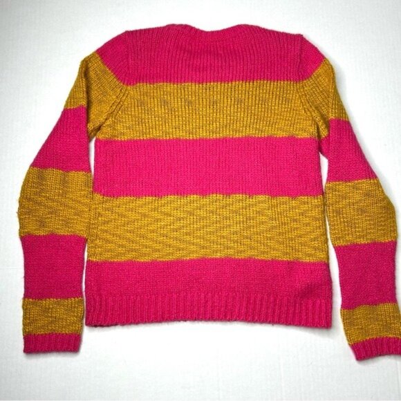 Ann Taylor Loft Medium Pink/Gold Striped Long Sleeve Sweater - Picture 2 of 7
